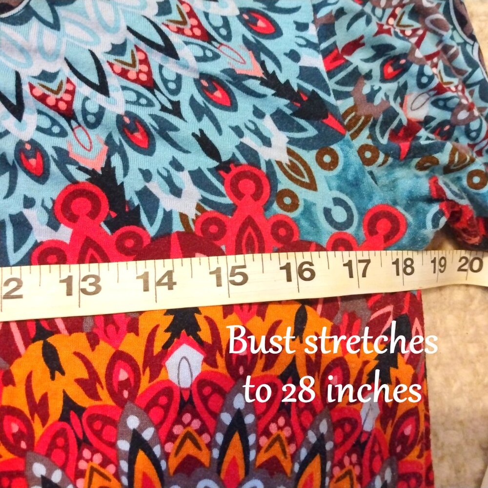 Dearcase Teal Mandala Print Swing Dress Plus XL Boho Festival Art-To-Wear Retro - Picture 6 of 9